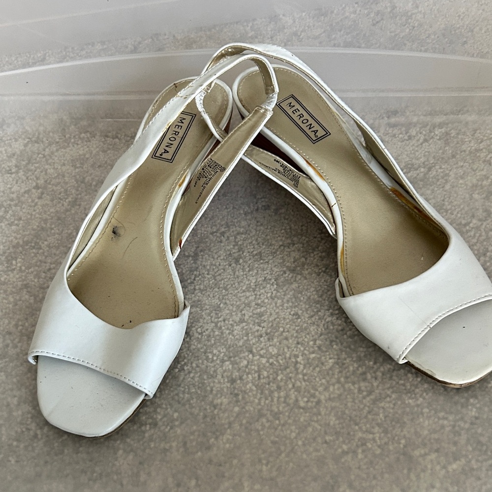 Women's Peek-toe Slingback White Sandals